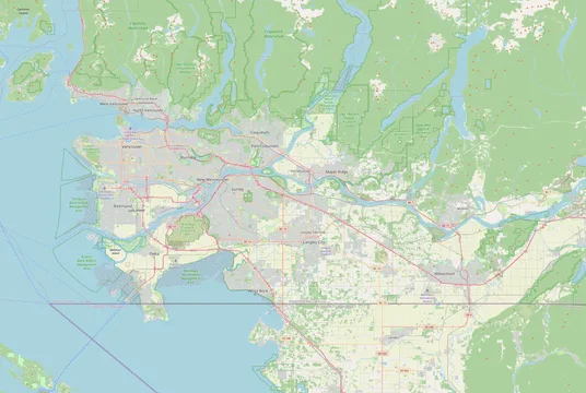 Map of Metro Vancouver and the Fraser Valley. The All Phase Services office is marked in Surrey.